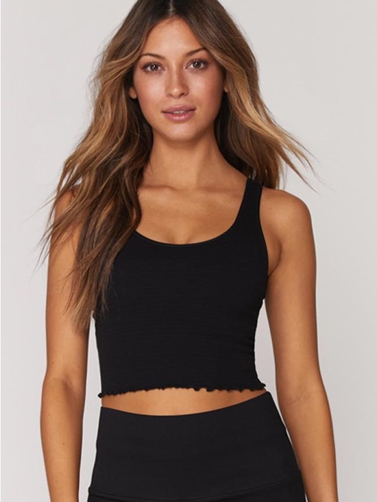 Spiritual Gangster Tops - Spiritual Gangster Amor Crop Tank - Black / XS/S